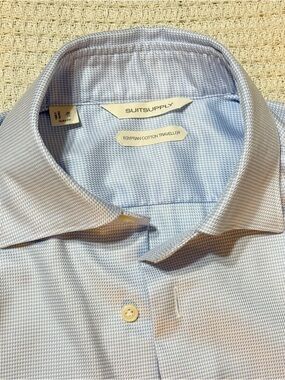 Suitsupply Pale Blue Textured Egyptian Cotton Dress Shirt
